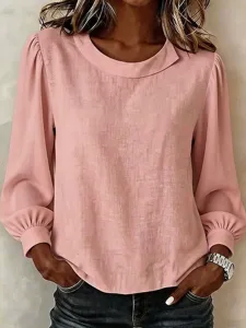 damen-bluse-einfarbig-vintage-stil-12160550-rosa-4