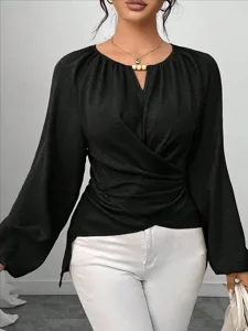 damen-bluse-gerafft-einfach-elegan-12248443-schwarz-11