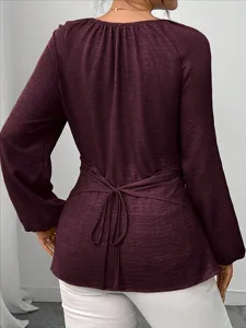 damen-bluse-gerafft-einfach-elegan-12248443-wein-5