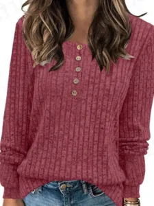 damen-bluse-knopfe-strick-einfarbi-10030108-rote-5