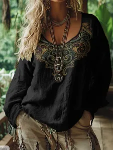 damen-boho-t-shirt-t-shirt-t-shirt-13495347-schwarz-2