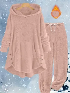 damen-hosen-sets-langarm-mit-kapuz-16294613-rosa-1
