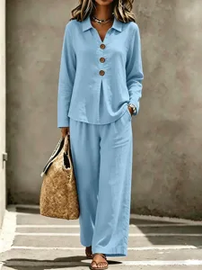 damen-leinenartiges-set-zweiteilig-10796881-blau-5