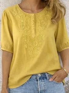 damen-t-shirt-aus-baumwollleinen-b-13702796-gelb-10