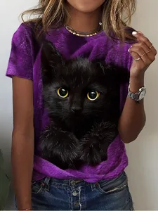 damen-t-shirt-basic-katzen-print-k-9620538-purpur-4