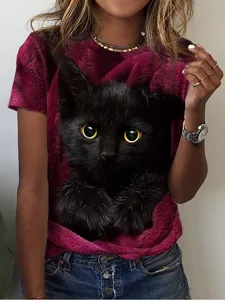 damen-t-shirt-basic-katzen-print-k-9620538-rote-5