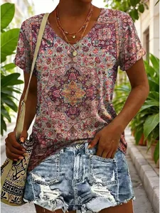 damen-t-shirt-bestickt-druck-blume-15383416-rostrot-2