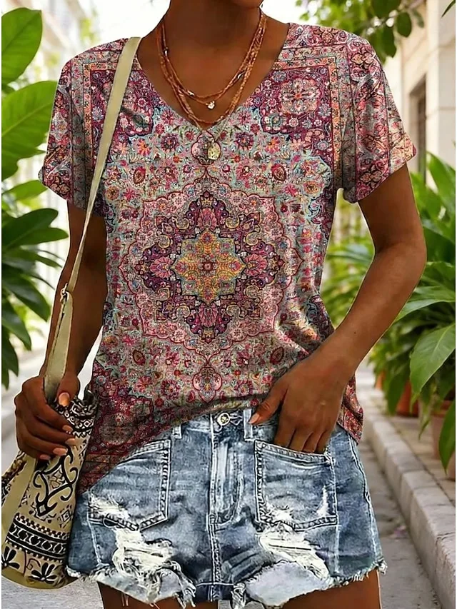 damen-t-shirt-bestickt-druck-blume-15383416-rostrot-2