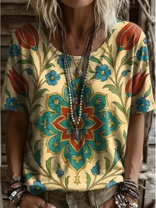 damen-t-shirt-druck-blumen-grafik-10214043-gelb-4