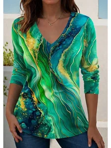 damen-t-shirt-druck-blumen-grafik-10612711-grun-und-blau-1