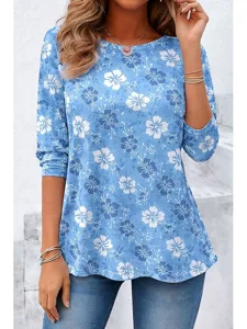 damen-t-shirt-druck-blumen-grafik-13284616-blau-3