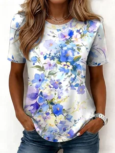 damen-t-shirt-druck-blumen-grafik-13422807-blau-1