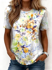 damen-t-shirt-druck-blumen-grafik-13422807-gelb-3