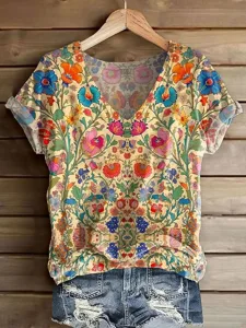 damen-t-shirt-druck-blumen-grafik-13488926-gelb-1