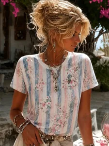 damen-t-shirt-druck-blumen-grafik-13972672-rosa-1