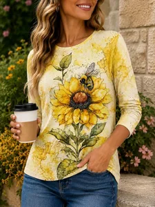 damen-t-shirt-druck-blumen-grafik-15863785-gelb-1