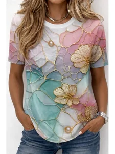 damen-t-shirt-druck-blumen-grafik-16343334-rosa-3