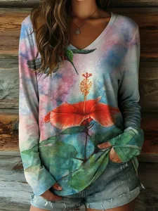 damen-t-shirt-druck-blumen-grafik-16424230-grun-1