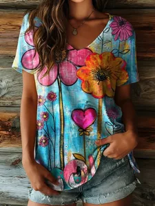 damen-t-shirt-druck-blumen-grafik-17540946-blau-5