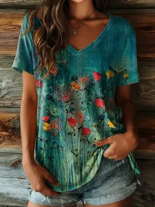 damen-t-shirt-druck-blumen-grafik-17540946-grun-1