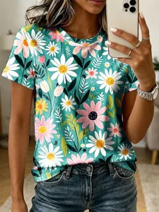 damen-t-shirt-druck-blumen-grafik-18870343-grun-3