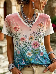 damen-t-shirt-druck-blumen-grafik-19598010-rosa-1