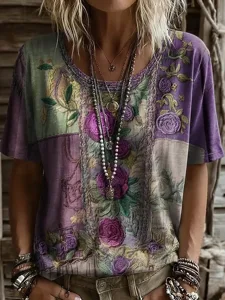 damen-t-shirt-druck-blumen-grafik-19861650-purpur-2