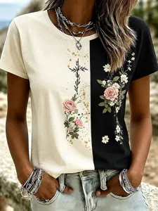 damen-t-shirt-druck-blumen-grafik-19902337-aprikose-1