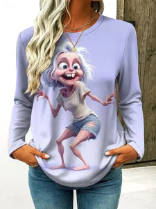 damen-t-shirt-druck-grafik-cartoon-farbv-purpur-3