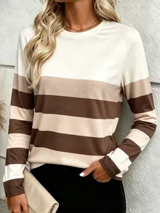 damen-t-shirt-druck-grafik-gestrei-18687434-khaki-4