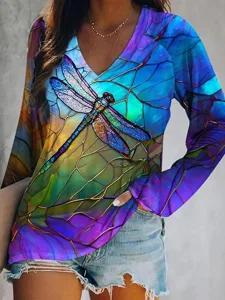 damen-t-shirt-druck-grafik-katze-l-17992174-blau-1