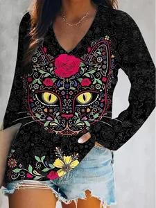 damen-t-shirt-druck-grafik-katze-l-17992174-schwarz-2