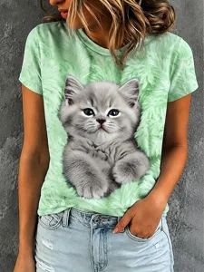 damen-t-shirt-druck-grafik-katze-v-18651757-grun-2