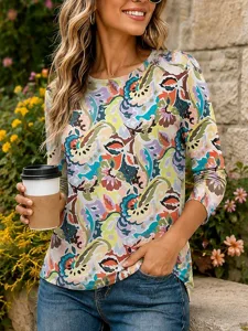 damen-t-shirt-druck-grafik-paisley-14024179-gelb-1