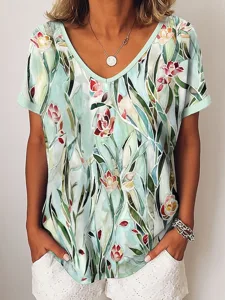damen-t-shirt-druck-grafik-pflanze-10603582-grun-1