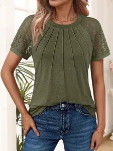 damen-t-shirt-gerafft-spitze-einfa-18065940-grun-6