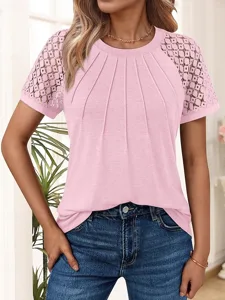 damen-t-shirt-gerafft-spitze-einfa-18065940-rosa-8