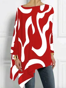 damen-t-shirt-langarm-grafik-geometrisch-rote-2