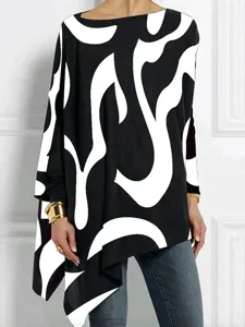 damen-t-shirt-langarm-grafik-geometrisch-schwarz-1