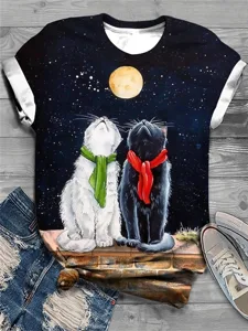 damen-t-shirt-modischer-katzen-pri-9731354-marineblau-3