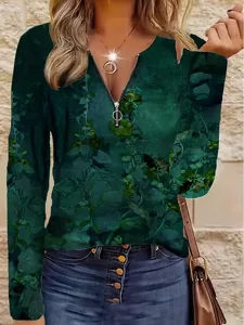 damen-t-shirt-reiverschluss-druck-11100654-grun-3