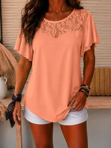 damen-t-shirt-spitzentops-einfarbi-12419736-orange-6