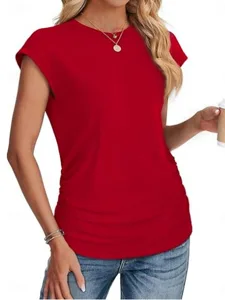 damen-t-shirt-t-shirt-einfach-mode-16007559-rote-4