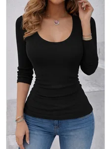 damen-t-shirt-t-shirt-einfarbig-el-11695419-schwarz-1