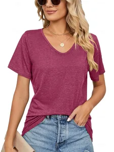damen-t-shirt-t-shirt-einfarbig-el-14187995-weinrot-3