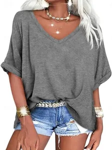damen-t-shirt-t-shirt-einfarbig-mo-18423966-grau-5