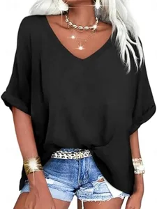 damen-t-shirt-t-shirt-einfarbig-mo-18423966-schwarz-2