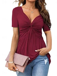 damen-t-shirt-t-shirt-gerafft-einf-18925600-wein-5