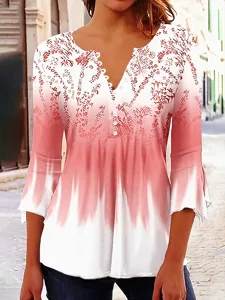 damen-t-shirt-v-ausschnitt-ombre-g-12342842-rosa-1