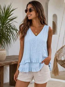 damen-tank-top-rusche-einfach-mode-12187018-blau-6